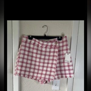 Dex Woman’s Skirt Size L Pink Gingham Hot Pants Skort